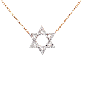 0.25 Carat Diamond Star of David Necklace in 14k Rose Gold