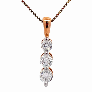 0.50 Carat Diamond Three-Stone Linear Pendant in Rose Gold