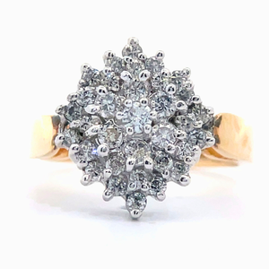 0.50 Carat Diamond Cluster Snowflake Ring in Yellow Gold