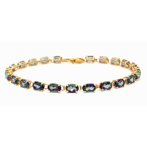 Oval Mystic Topaz Tennis Bracelet in 14k Yellow Gold