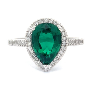 Vibrant 2.15 Carat Chatham Emerald and Natural Diamond Ring in 14k White Gold $1,899 Retail VIDEO