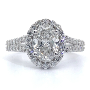 Beautiful Brand New 2.25 Carat Oval Diamond Halo Ring in 14k White Gold $4,195 Retail VIDEO