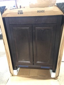lot 10 image: Glacier Bay Delridge 25 in. W x 19 in. D x 35 in. H Single Sink Bath Vanity in Chocolate with Caramel Cultured Marble Top   Customer Returns See Pictures