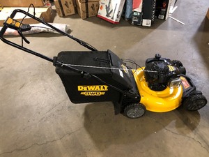 lot 26 image: DEWALT 21 in. 150cc Briggs and Stratton 625ex Engine Rear Wheel Drive 2-in-1 Gas Self Propelled Walk Behind Lawn Mower  Customer Returns See Pictures