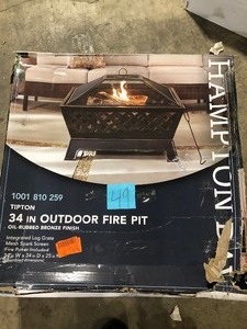 lot 49 image: Hampton Bay Tipton 34 in. Steel Deep Bowl Fire Pit in Oil Rubbed Bronze  Customer Returns See Pictures