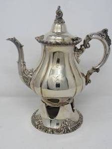 lot 149 image: Silver Plated Coffee Pot on warmer stand