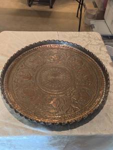 lot 254 image: Copper on steel Tray 25 diameter  India