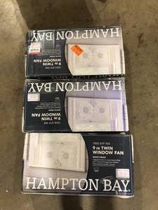 Lot of 3 Hampton Bay 9 in. Twin Window Fan  Customer Returns See Pictures