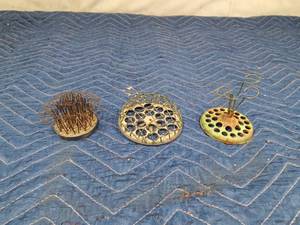 lot 20 image: 3 vintage metal flower frogs