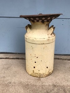 lot 200 image: Vintage Milk Can with Tractor Seat Welded to Milk Can