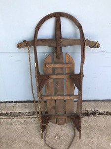 lot 216 image: Vintage Monoplane Wood  Metal Rail Sled