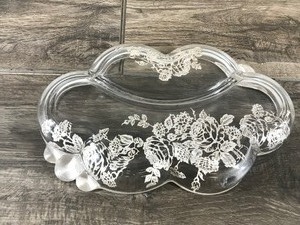 lot 227 image: Vintage Art Deco Silver Overlay clear glass flower pattern divided dish