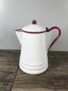 lot 250 image: Vintage Red & White Enamel Ware Coffee Pot