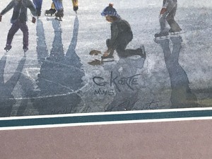 lot 310 image: Lake George Ice Skating Theme Picture by G Korte