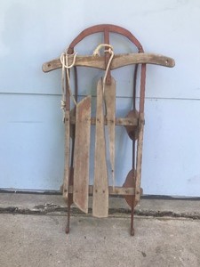lot 396 image: Vintage Metal Rail Sled