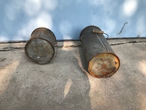 lot 506 image: 2 - Vintage Wood Handle Metal Buckets