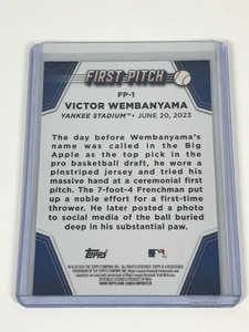 lot 568 image: 2024 Topps Series 2 Victor Wembanyama First Pitch SP FP-1 NY Yankees Spurs