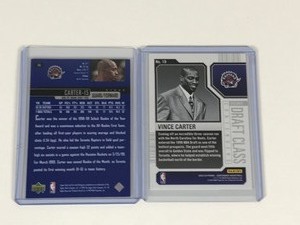 lot 583 image: 2 - Vince Carter Toronto Raptor Basketball Cards