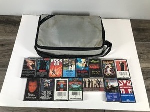 lot 597 image: Lot of Cassette Tapes and Case - Mainly Rock & Roll