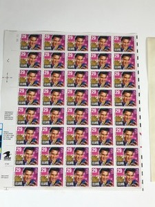 lot 599 image: 29 cent Elvis Presley Commemorative Sheet of 40 unused stamps