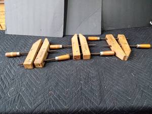lot 105 image: Vintage wood clamps