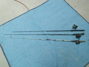 lot 63 image: 3 Vintage fishing rods and reels