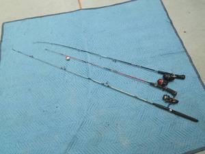 lot 60 image: 3 Vintage fishing rods with 3 Johnson reels