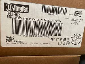 lot 8 image: Jimmy Dean Delights Applewood Smoke Chicken Sausage Patty 30 lb
