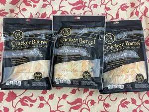 lot 228 image: Lot of 3 Cracker Barrel Black Ribbon Collection Three Cheese Blend 8 oz