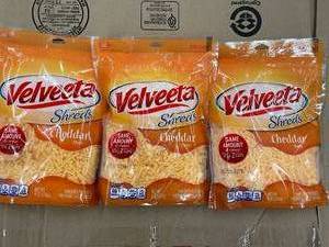 lot 35 image: Lot of 3 Velveeta Shreds Cheddar Cheese (8 oz Each)