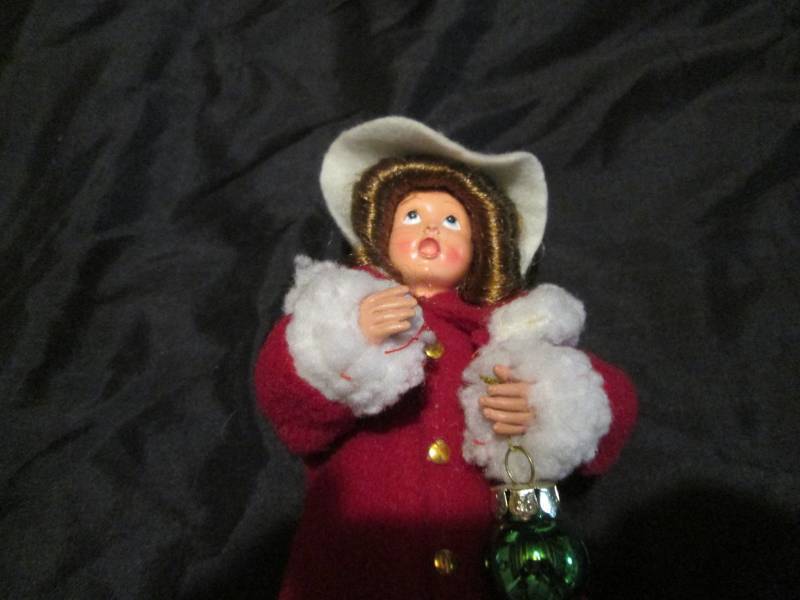 Authentic Byers Choice LTD child with red coat, hat and ornament Caroler Doll