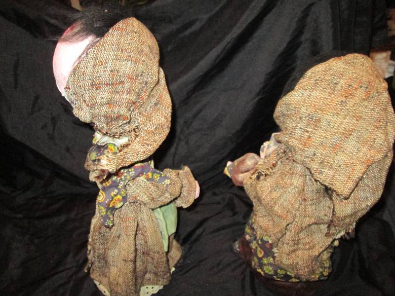 Vintage Styrofoam and paper mache dualing duet carolers