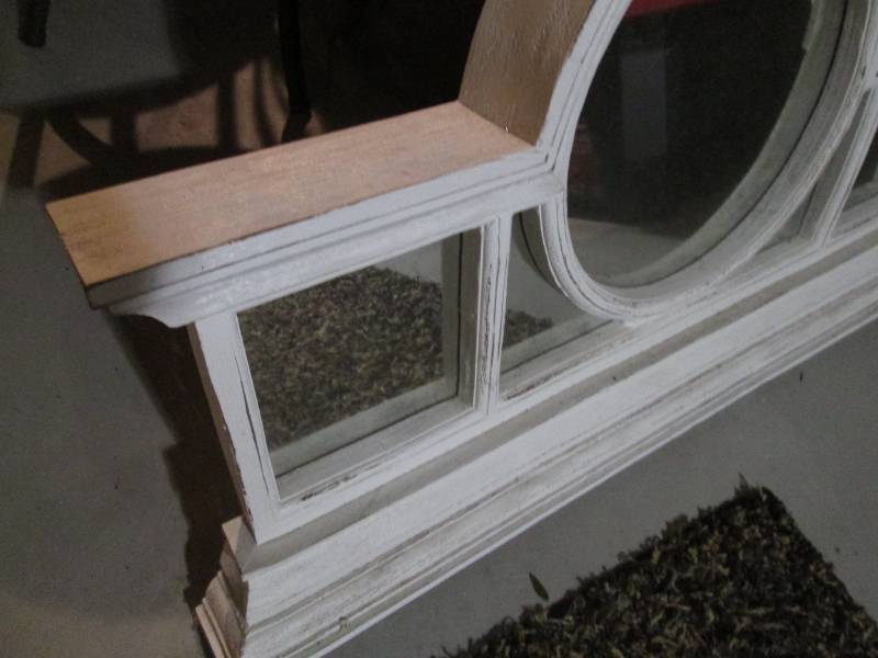 Whimsically weathered 39 wide window style wall decor with mirror back