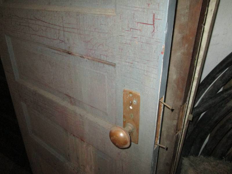 Antique Painted wood door with original brass knob hardware