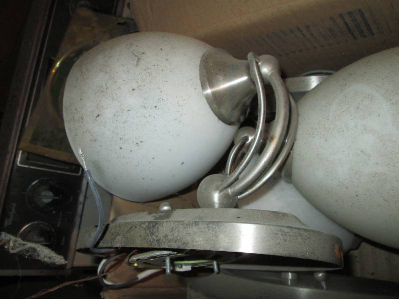 Small assortment of Wall mount light light fixtures plus a ceiling fan