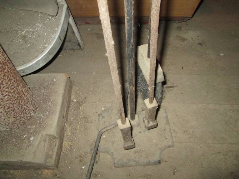 Heavy duty metal fireplace tools and tool holder