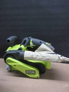 lot 237 image: RYOBI P450 One 18V Lithium Ion 3 x 18 inch Brushless Belt Sander w Dust Bag and Included Sanding Pad (Battery Not Included, Tool Only) SLIGHTLY USED, TESTED, WORKS