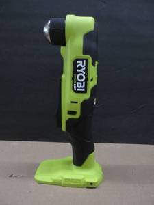 lot 243 image: RYOBI ONE HP 18V Brushless Cordless Compact 38 in. Right Angle Drill (Tool Only) SLIGHTLY USED, TESTED, WORKS