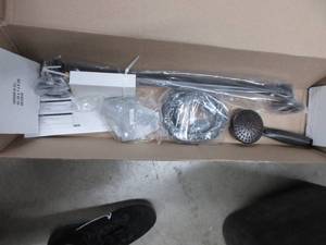 lot 249 image: Delta Faucet 9-Spray ADA-Compliant Slide Bar Hand Held Shower with Hose, Venetian Bronze 51900-RB SLIGHTLY USED, EVERYTHIN INCLUDED