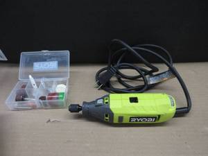 lot 203 image: Ryobi 1.2 Amp Rotary Tool MISSING 4 ATTACHMENTS TESTED, WORKS, USED BUT IN GOOD CONDITION