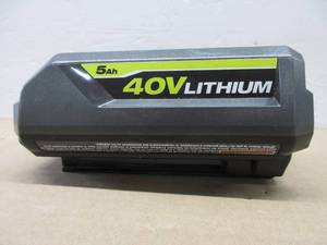 lot 426 image: Ryobi OP40504VNM 40-Volt Lithium-Ion 5 Ah High Capacity Battery.