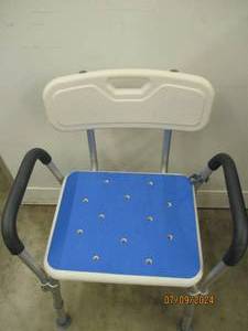 lot 429 image: Medokare Premium Shower Chair for Inside Shower - Bath Chair and Medical Grade Shower Seat for Seniors, Elderly, Handicap & Disabled - Adjustable Support Bench wBack and Armrests - New, Out of Box.