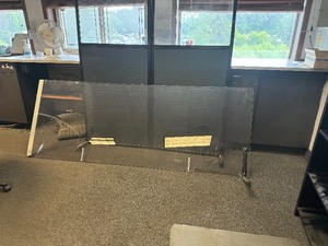 lot 14 image: Plexiglass Guard with Transaction Slot and Standing Two Panel Screen