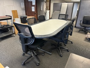lot 15 image: Oval Conference Table and Six Mesh Back Adjustable Chairs