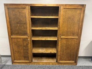 lot 26 image: Wood Storage Cabinet Open Shelves in Middle and Two Locking Side Doors