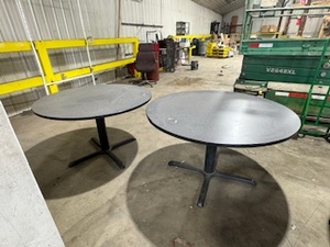 lot 40 image: Two Round Lunchroom Tables 48 Diameter