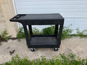 lot 44 image: Uline Cart (Black) Flat Top, 17 x 38.5 x 33