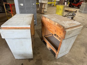 lot 64 image: Gray Wood Work Surface with Lower Storage