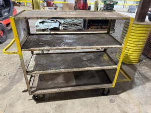 lot 72 image: Yellow Four Shelf Rolling Cart