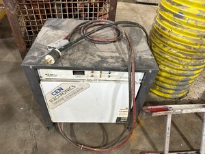lot 104 image: Raymond Reach Truck with 36 Volt Three Phase Charger